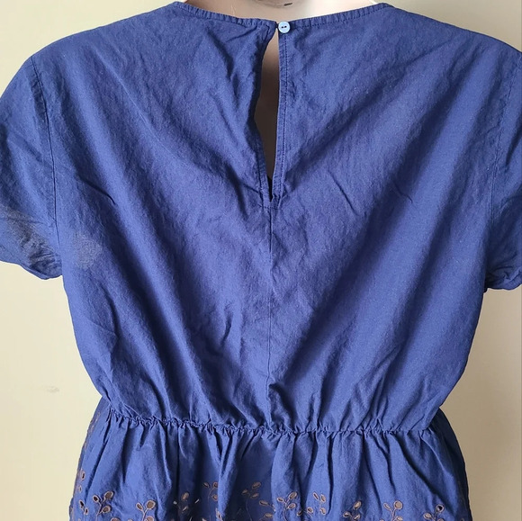 Lane Bryant womens Blouse Sz.18 Embroidered Floral Ruffle blue color - Picture 6 of 14